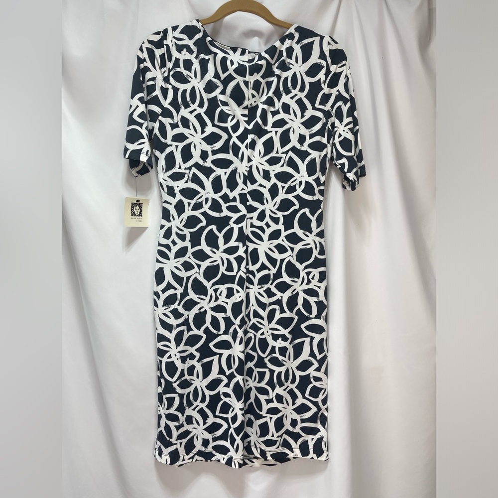 Anne Klein Elegant Slate and light cream floral Patterned Dress women’s size 8 - Picture 16 of 17